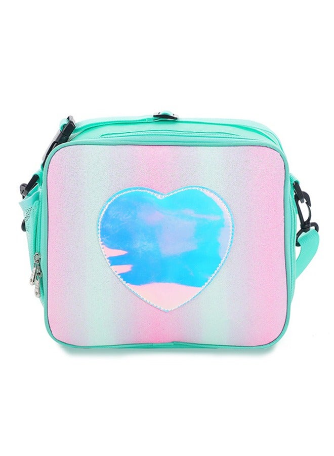 Children's Lunch Box, Rainbow Laser Tote Leakproof Insulated Lunch Bag Reusable Insulated Bento Bag Picnic Ice Bag Girls Simple Shoulder Bag for School and Outdoor Backpack - Image 1