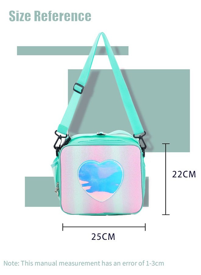 Children's Lunch Box, Rainbow Laser Tote Leakproof Insulated Lunch Bag Reusable Insulated Bento Bag Picnic Ice Bag Girls Simple Shoulder Bag for School and Outdoor Backpack - Image 3