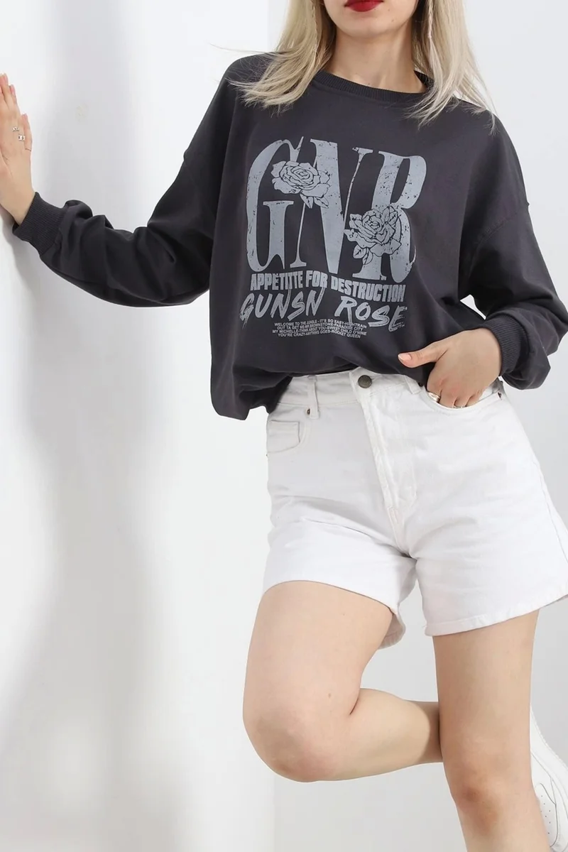 Beruflic Printed Two Thread Oversize Sweat Smoke - 21648.200.