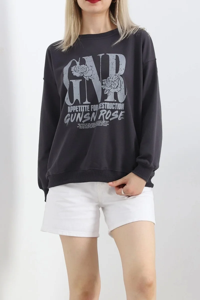 Beruflic Printed Two Thread Oversize Sweat Smoke - 21648.200.