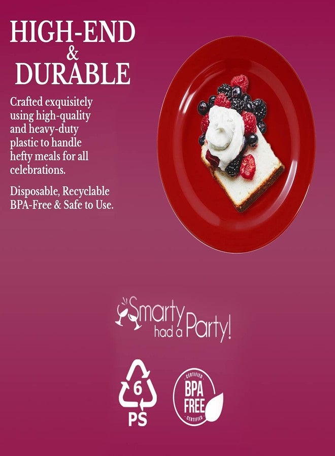 Smarty Had A Party - Premium 7.5 Inch Red Disposable Salad and Dessert Plates - 120 Count Heavy Duty BPA-Free Plastic Plates, Recyclable Party Plates for Events & Gatherings - Image 3