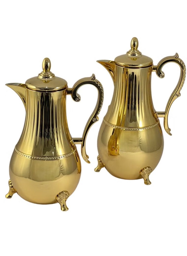 Homemaker 2-Piece Gold Stainless Steel Flask Set – 0.75L & 1L | Premium Quality, Elegant Design, Easy to Maintain & Hand Washable 