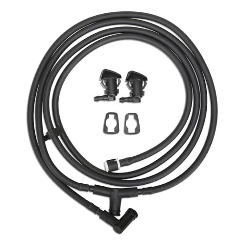 FZSFVAQ Windshield Washer Nozzle Hose Kit Front Washer Fluid Hose with 2 Spray Nozzles Replacement Kit Durable Rubber and Plastic Easy Installation Includes Gaskets - Image 1