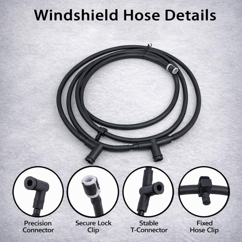 FZSFVAQ Windshield Washer Nozzle Hose Kit Front Washer Fluid Hose with 2 Spray Nozzles Replacement Kit Durable Rubber and Plastic Easy Installation Includes Gaskets - Image 4