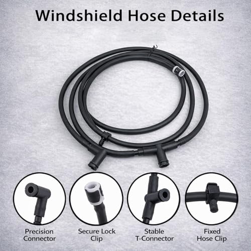 FZSFVAQ Windshield Washer Nozzle Hose Kit Front Washer Fluid Hose with 2 Spray Nozzles Replacement Kit Durable Rubber and Plastic Easy Installation Includes Gaskets - Image 3