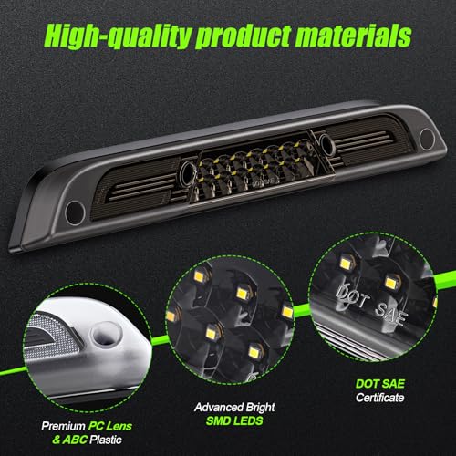ATLEDLT LED Third Brake Light Compatible With 2015-2024 F150, 2017-2024 F250 F350 F450 F550, 2019-2024 Ranger, 2021-up Maverick High Mount 3rd Brake Cargo Light Smoke Lens - Image 5