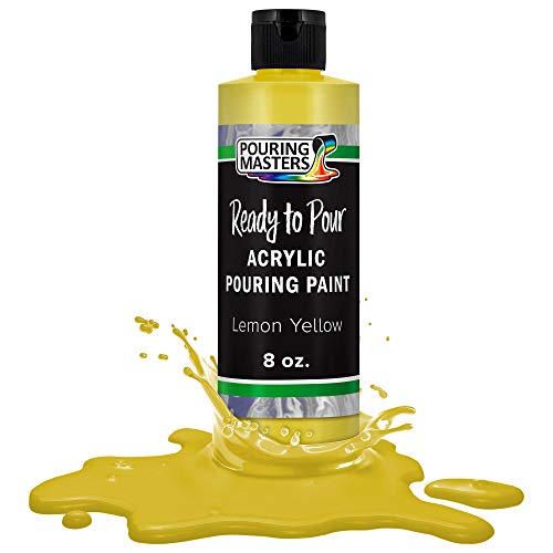 POURING MASTERS Lemon Yellow Acrylic Ready to Pour Pouring Paint - Premium 8-Ounce Pre-Mixed Water-Based - for Canvas, Wood, Paper, Crafts, Tile, Rocks and More - Image 1