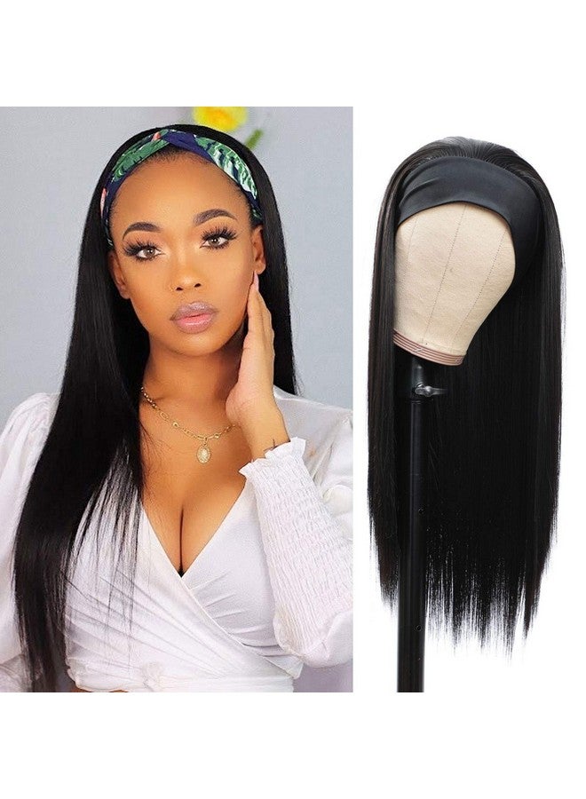 G&T Wig G&T Headband Wig For Women Black Straight Synthetic Headband Wig Glueless Heat Resistant Natutal Looking For Daily Party Use 24 Inch - Image 1