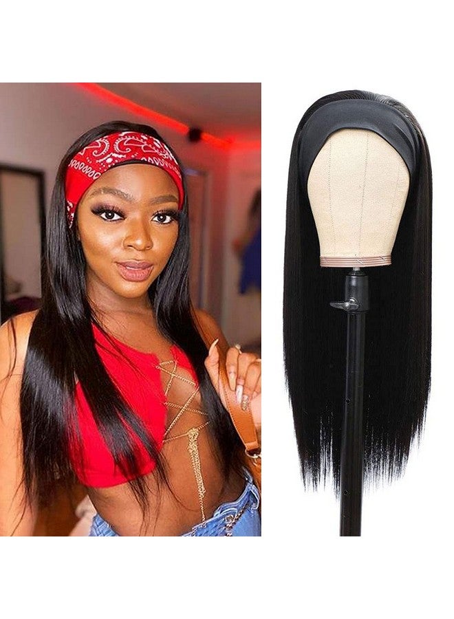 G&T Wig G&T Headband Wig For Women Black Straight Synthetic Headband Wig Glueless Heat Resistant Natutal Looking For Daily Party Use 24 Inch - Image 4