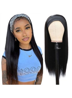 G&T Wig G&T Headband Wig For Women Black Straight Synthetic Headband Wig Glueless Heat Resistant Natutal Looking For Daily Party Use 24 Inch  - Image 2