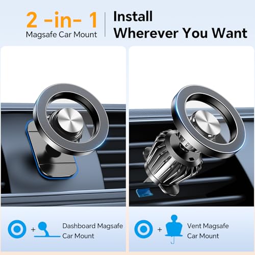 Coolpow for Magsafe Car Mount20 Strong MagnetsMagnetic Phone Holder for Car Phone Holder Magnetic Phone Mount Dash Air Vent Cell Phone Holders for Your Car Mount for iphone 17 Pro Max 16 15 14 13 12 - Image 3