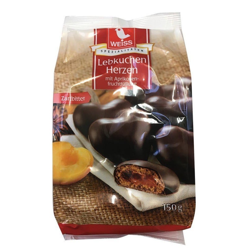 Weiss Filled Gingerbread Hearts, Dark Chocolate, 5.29 oz - Image 1