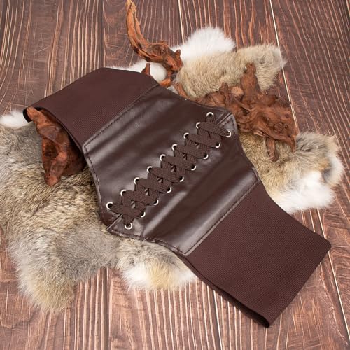 KOTORA Renaissance Costume Sets Corset Waistband Belt Pouch Purse Alight Potion Bottle Skirt Hike Steampunk Medieval Halloween (2Pouch-Brown, S/Waist 25.6"-34") - Image 5