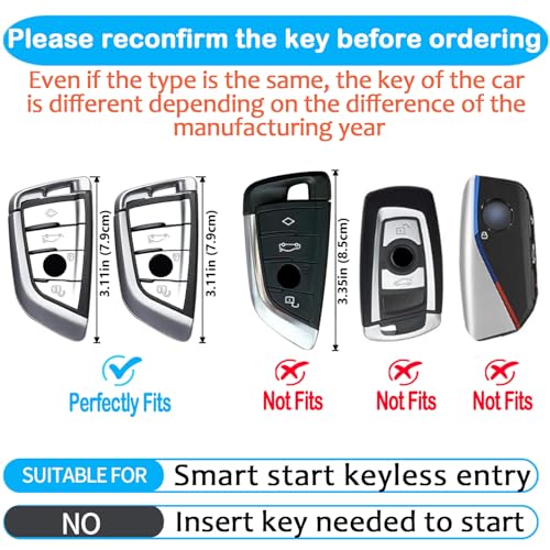 Bqepe for BMW Key Fob Cover Keychain Fit for 2 5 6 7 Series X1 X2 X3 X5 X6 Smart Key Shell Case (Black) - Image 2