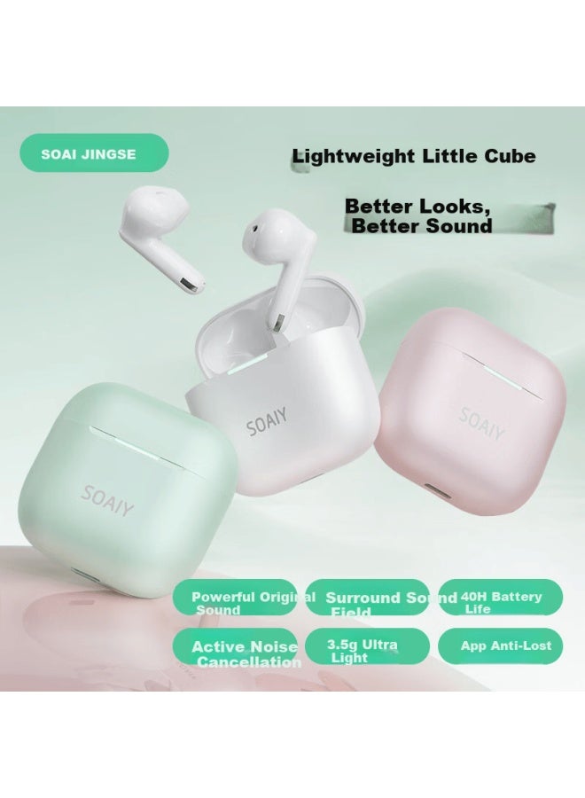 Soaiy Jing Se True Wireless Bluetooth Earbuds Open Semi-in-ear Sports Running Noise Cancelling Headphones For Apple Huawei Xiaomi Soft Mist Pink Annual Meeting Gift - Image 2
