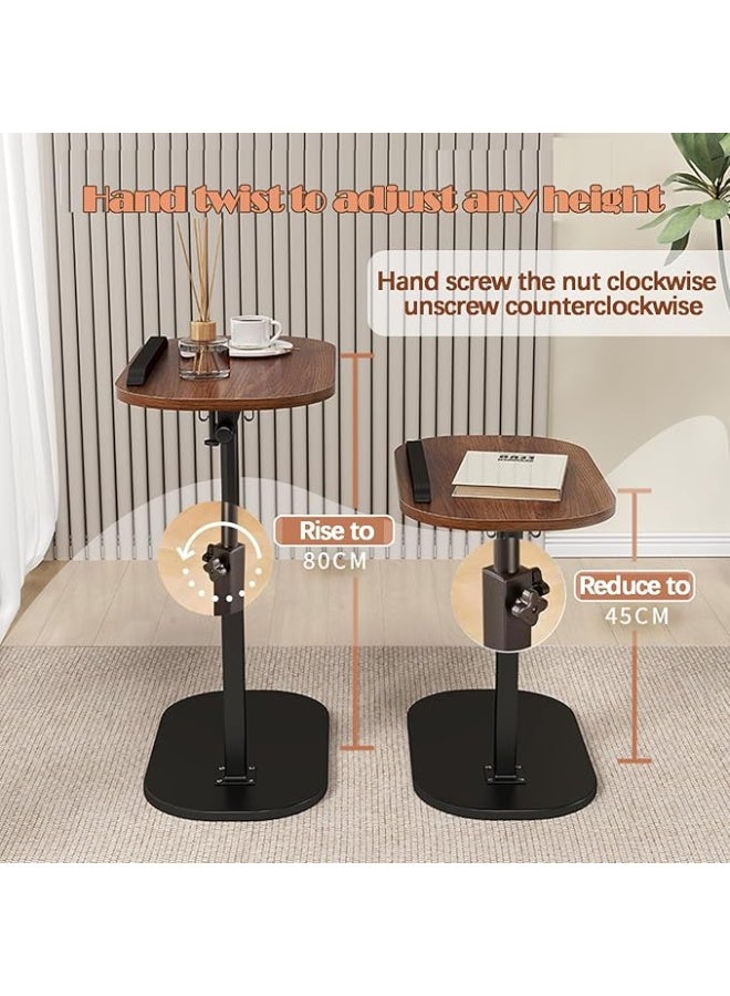 DUNISO طاولة جانبية على شكل C، طاولة جانبية للأريكة، طاولة نهاية قابلة للتعديل الارتفاع على شكل C، مقاومة للزيت ومائية، لغرفة النوم، غرفة المعيشة، المكتب المنزلي، السكن الجامعي، ارتفاع من 45 سم إلى 80 سم - Image 2