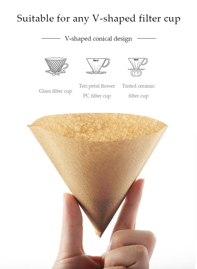 Portable Coffee Filters Disposable 40pcs, Cone Coffee Filters 1-4 Cups Natural Paper, V02 Disposable Coffee Filters Fit for V60 Conical Shaped Pour Over Coffee Dripper and Drip Coffee Maker，Beige  - Image 5