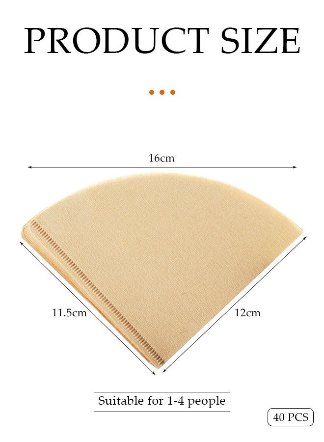 Portable Coffee Filters Disposable 40pcs, Cone Coffee Filters 1-4 Cups Natural Paper, V02 Disposable Coffee Filters Fit for V60 Conical Shaped Pour Over Coffee Dripper and Drip Coffee Maker，Beige  - Image 2