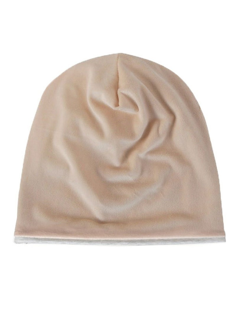 Infinity Scarf Headwear Cap Solid Color Thickened Plush Beanie Hat Pale Grey  - Image 2