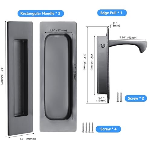 Dontay Sliding Pocket Door Handles 304 Stainless Steel Non Locking Pocket Door Hardware Recessed Flush Finger Pulls Heavy Duty Edge Pull 1 Set Graphite 472 Inch - Image 3