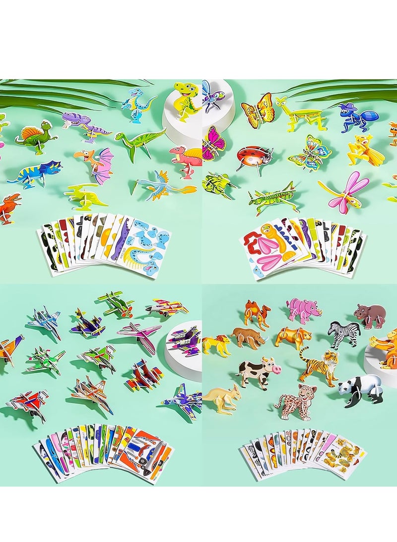 KASTWAVE 4 Set Educational 3D Cartoon Puzzle, 3D Cartoon Puzzles, Animals, dinosaurs, airplanes, insects 3D puzzles, Good Gifts for Boys & Girls  - Image 1