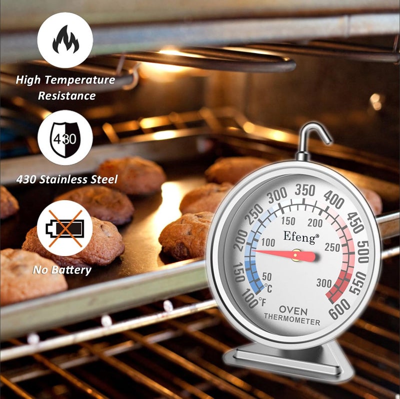 Efeng Oven Thermometers for Gas or Electric Oven Temperature Gauge with 100-600°F/50-300°C,Large Dial & Numbers,Best Kitchen Thermometer for Long Time in Oven Baking, Cooking,No Fading Color- - Image 2