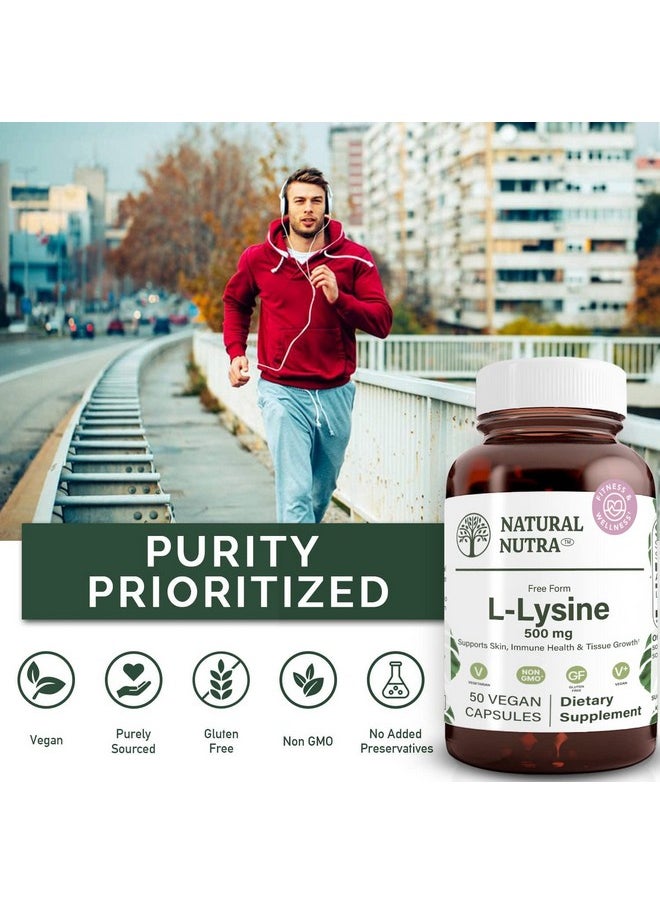Natural Nutra L Lysine Hcl Promotes Bone Health And Growth Helps Built Collagen Improve Calcium Absorption Alpha Amino Acid Supplement Nongmo Vegan 500 Mg 50 Capsules.  - Image 5