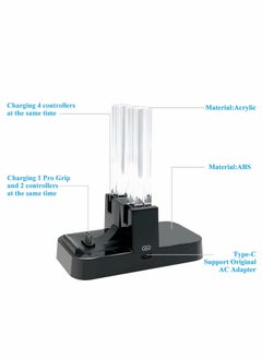 KASTWAVE Charging Dock Station 4 In 1 for Nintendo Switch Compatible With Nintendo Switch Joycon Controller With Type-c USB Cable Safe for Switch Handle Colorful Four-charge Switch Light Column Charger  - Image 2