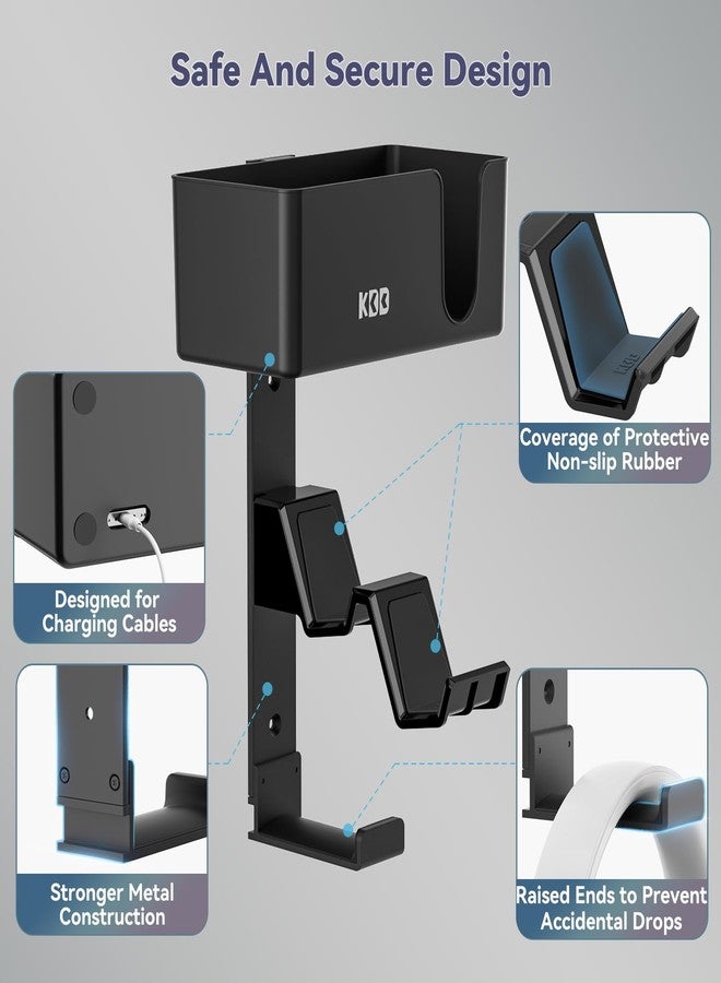 كي دي دي حامل وحدة تحكم جداري 4 في 1 من KDD - حامل مزدوج لوحدة تحكم الألعاب وسماعات الرأس مع وسادات مانعة للانزلاق لأجهزة Xbox ONE/X Series/PS5/PS4 - وحدة تخزين مكتبية قابلة للفصل لجهاز التحكم عن بُعد للوسائط والهاتف ومكبر الصوت - Image 4