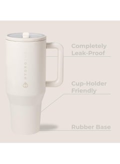 HydroJug HydroJug Traveler - 40 oz Water Bottle with Handle & Flip Straw - Fits in Cup Holder, Leak Resistant Tumbler-Reusable Insulated Stainless Steel & Rubber Base - Gifts for Women & Me  - Image 2