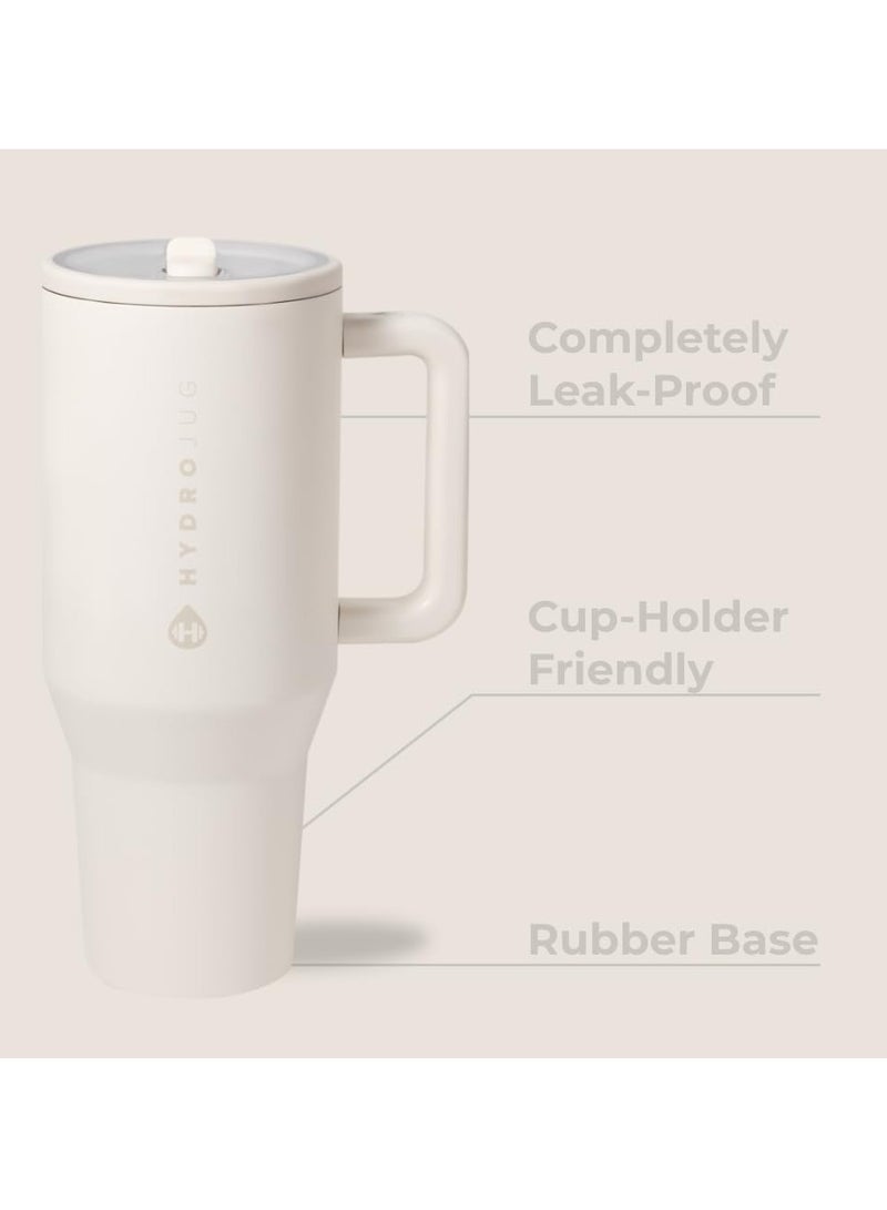 HydroJug Traveler - 40 oz Water Bottle with Handle & Flip Straw - Fits in Cup Holder, Leak Resistant Tumbler-Reusable Insulated Stainless Steel & Rubber Base - Gifts for Women & Me - Image 2