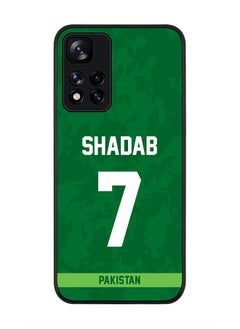 Rugged Black Edge Case for Redmi Note 11 Pro Plus 5G, Slim fit Soft Case Flexible thin Cover - Player Name - Shadab Khan, Jersey Number- 7