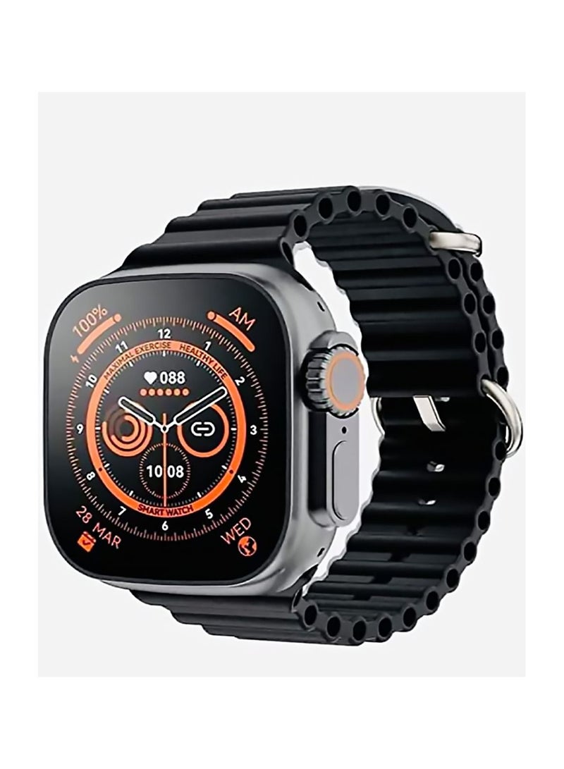 ساعة ذكية Ultra T800 متعددة الوظائف للشحن اللاسلكي بسرعة فائقة أحدث ساعة ذكية مع Ocean Band أسود - Image 2