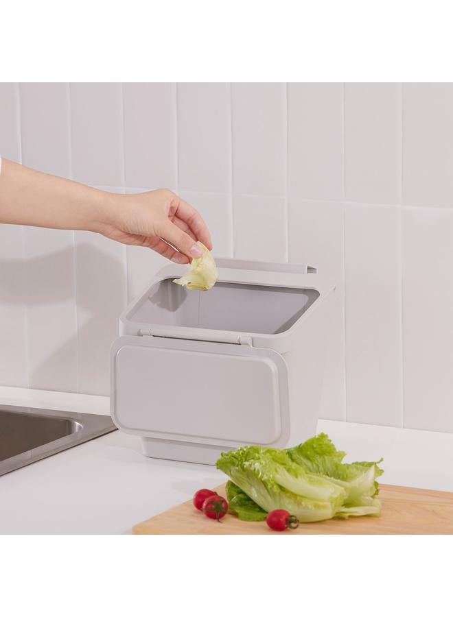 زبون سلة مهملات للخزانة مع باب، رمادي فاتح - Image 4