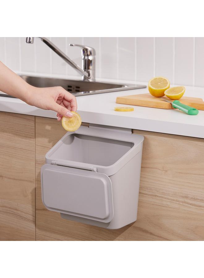 زبون سلة مهملات للخزانة مع باب، رمادي فاتح - Image 3