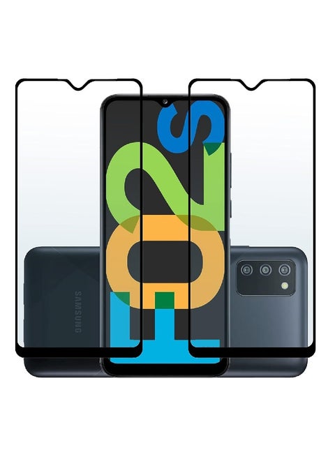 2 Pieces Tempered Glass Screen Protector 5D Designed For Samsung Galaxy F02s Full Glue Edge to Edge Full Screen Coverage And Bubble Free
