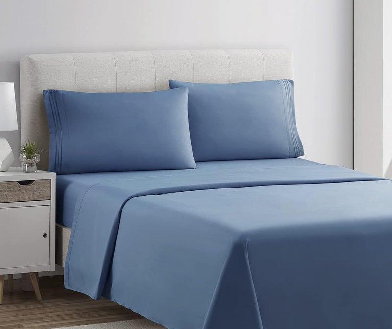 Clara Clark Twin XL Sheets Set - 3 Piece Deep Pocket Bedding for Twin XL Size Bed, Extra Soft Sheets & Pillowcases, Blue Heaven - Image 2