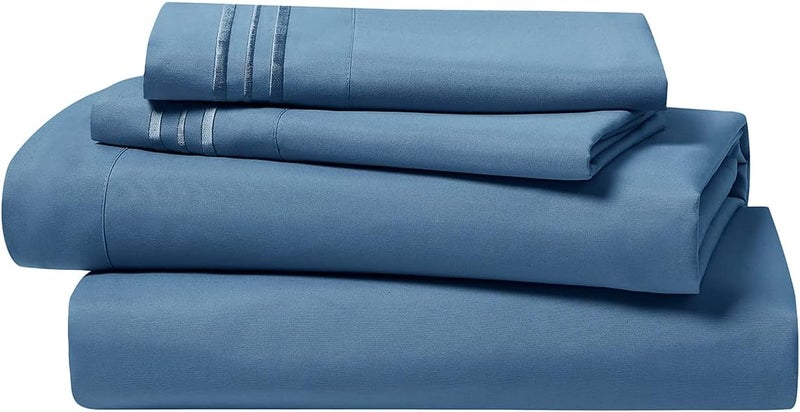 Clara Clark Twin XL Sheets Set - 3 Piece Deep Pocket Bedding for Twin XL Size Bed, Extra Soft Sheets & Pillowcases, Blue Heaven - Image 5