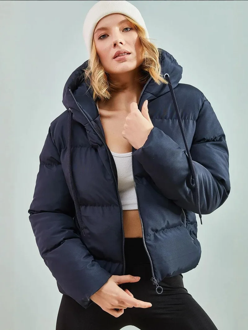 بيانكو لوتشي معطف مبطن بالزغب بغطاء رأس من لوتشي