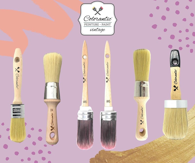 Colorantic | Furniture Round Oval Chalk and Wax Brush Brushes | Natural Bristles DIY Art and Craft Home Decor (Oval Natural European) - Image 4