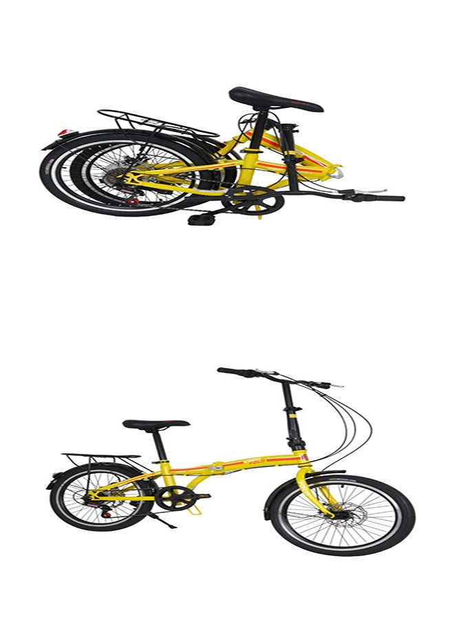 Vego Folding Bike || 20 Inch Wheel Size || 6 Speed|| Kids Unisex || Adjustable Seat || Yellow - Image 1