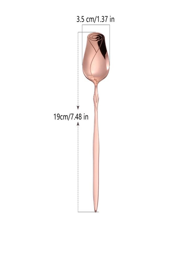 JYYHSF Stainless Steel Spoon Set - 5 Pack, Rose Flower & Dessert Spoons, Cute (Colorful) - Image 2