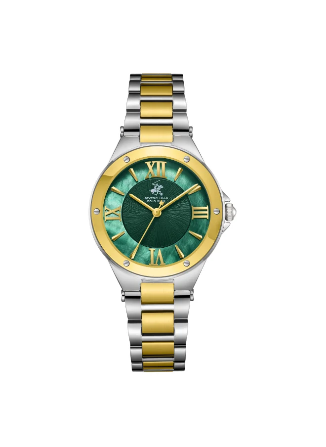 BEVERLY HILLS POLO CLUB BEVERLY HILLS POLO CLUB BP3740C.270 Women Analog Display Watch & Metal Strap Silver/Gold