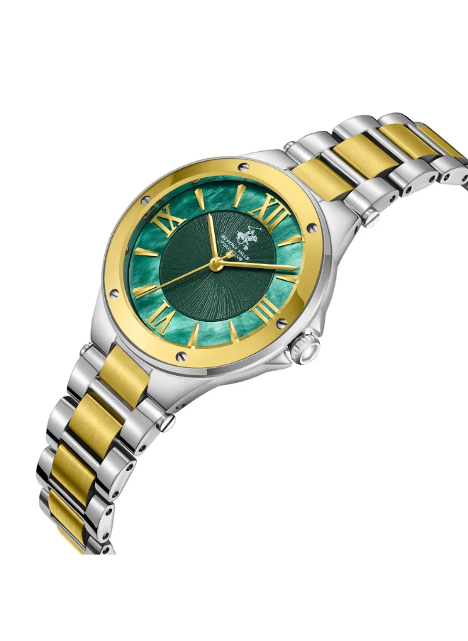 BEVERLY HILLS POLO CLUB BEVERLY HILLS POLO CLUB BP3740C.270 Women Analog Display Watch & Metal Strap Silver/Gold