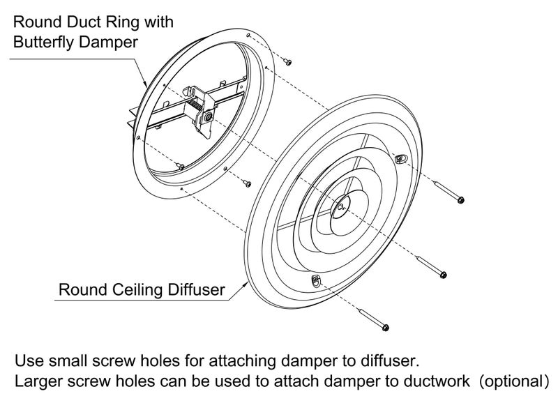 Accord Ventilation Accord ABCDBRD06 Ceiling Damper with Round Butterfly Design, 6-Inch, Brown - Image 4