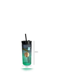 Spaceshoop Glass Mug Iced Coffee Cups Cups with Lids and Coloured Glasses with Handle Clear High Glass Canned Cups for Water  - Image 1