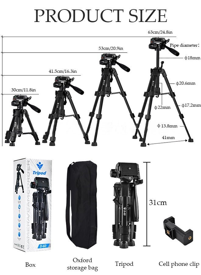 DUNISO Tripod Stand Extendable Phone Tripod Stand with Portable Pouch, Portable Phone Tripod Stand, Phone Mount for iPhone＆ Android Phone Gopros DSLR Cameras - Image 2