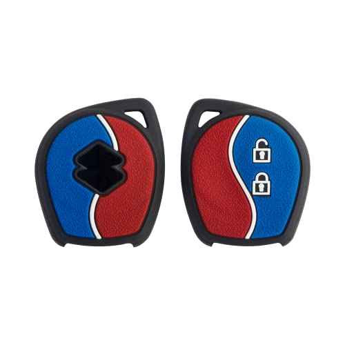 CARMATE Silicone Car Key Cover With Keychain For Suzuki Dzire (Red Blue-D06) - Image 3