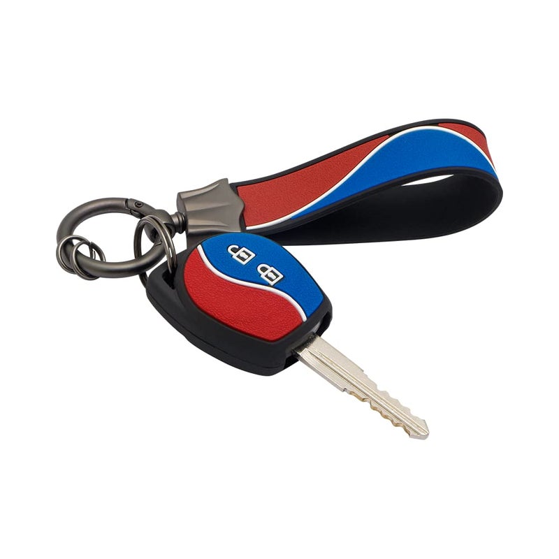 CARMATE Silicone Car Key Cover With Keychain For Suzuki Dzire (Red Blue-D06) - Image 5