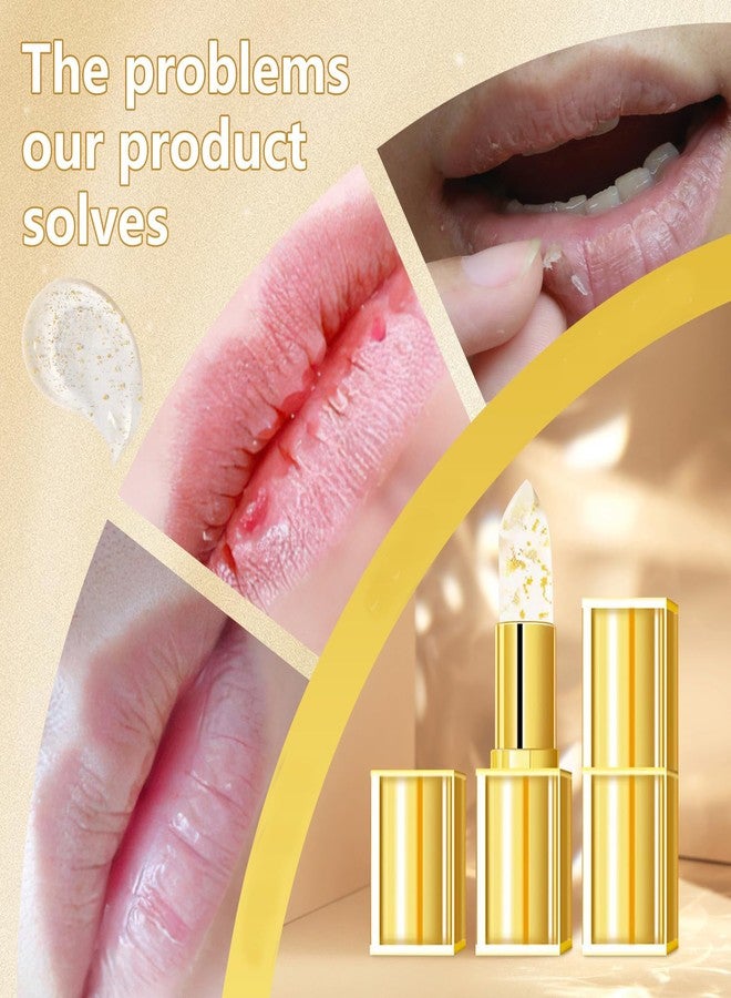 EOIRULA 2PCS Transferproof Color Changing Lipstick, Color Changing Lipstick Gold Foil for Women, Moisturizing Glossy Shine Lip Gloss, Deep Nourishment - Image 3
